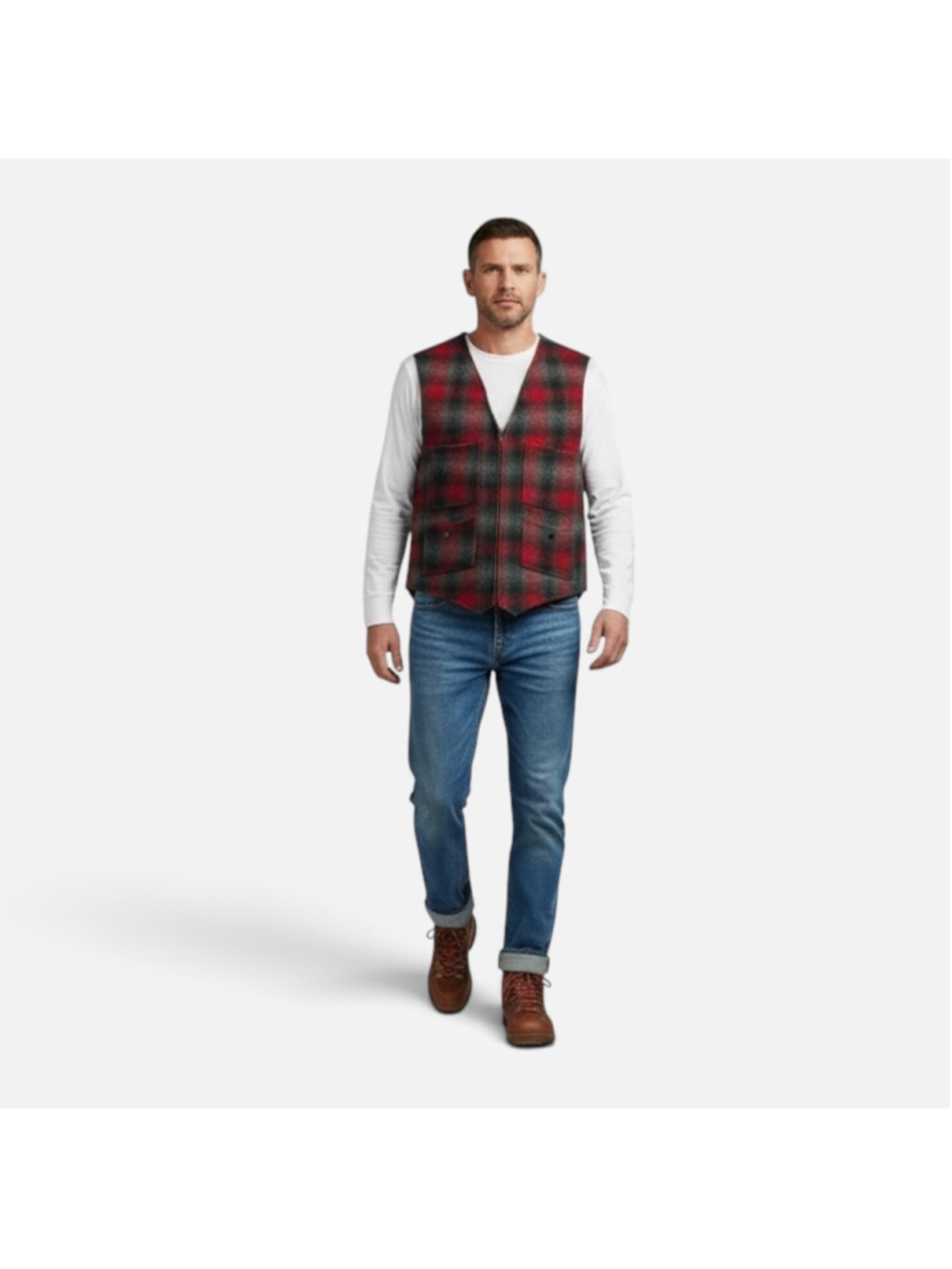 Johnson Woolen Mills Plaid Wool Hunting Vest XL USA